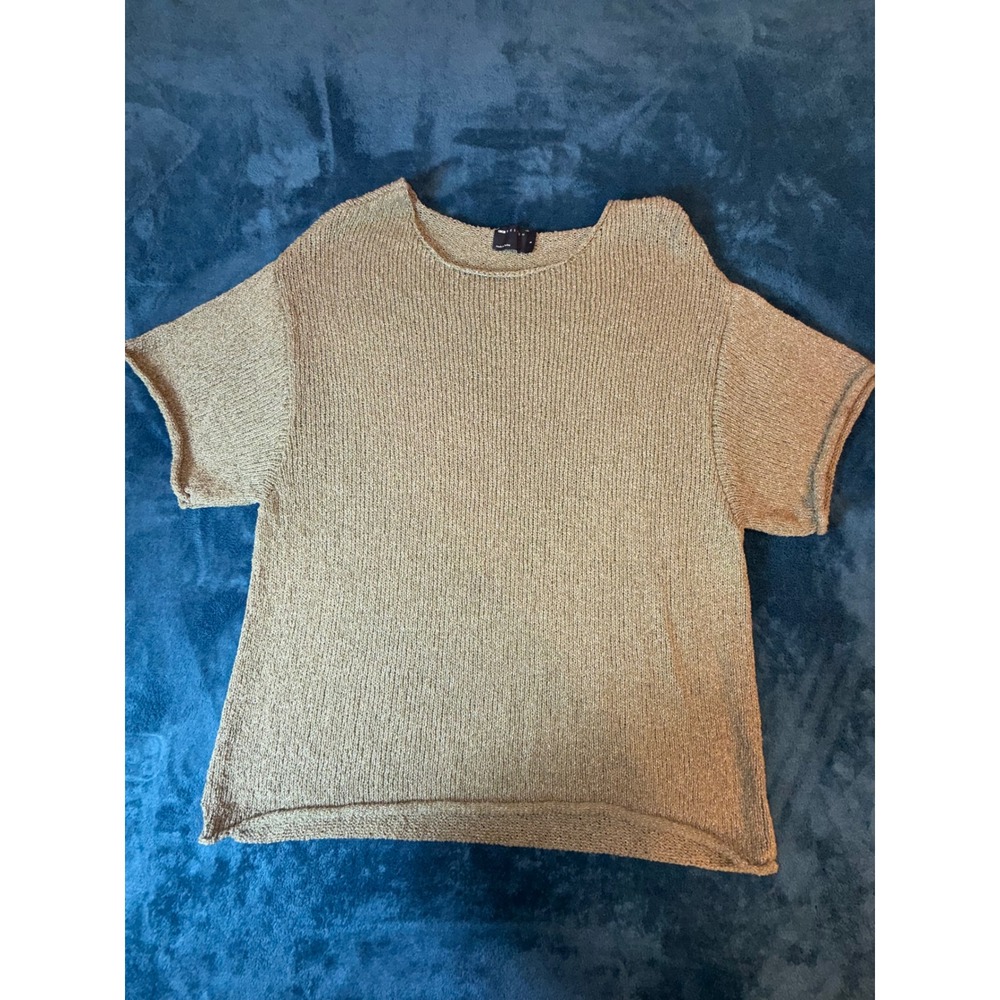 ASOS DESIGN Mens Short Sleeve Knit Sweater Olive Green Khaki Textured Top Small
